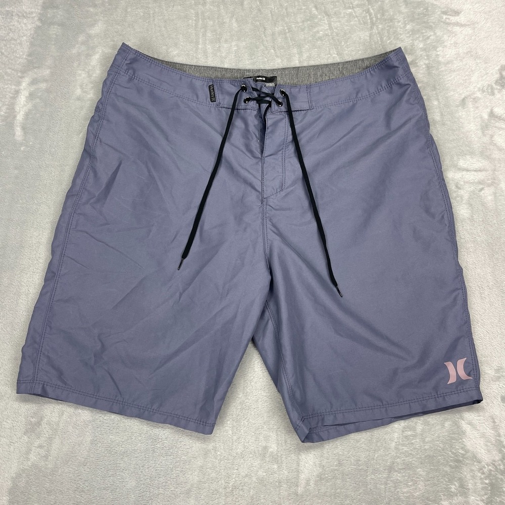 Hurley Shorts Mens 34 Purple Board Surf Surfing Water Polo Swimwear Drawstring